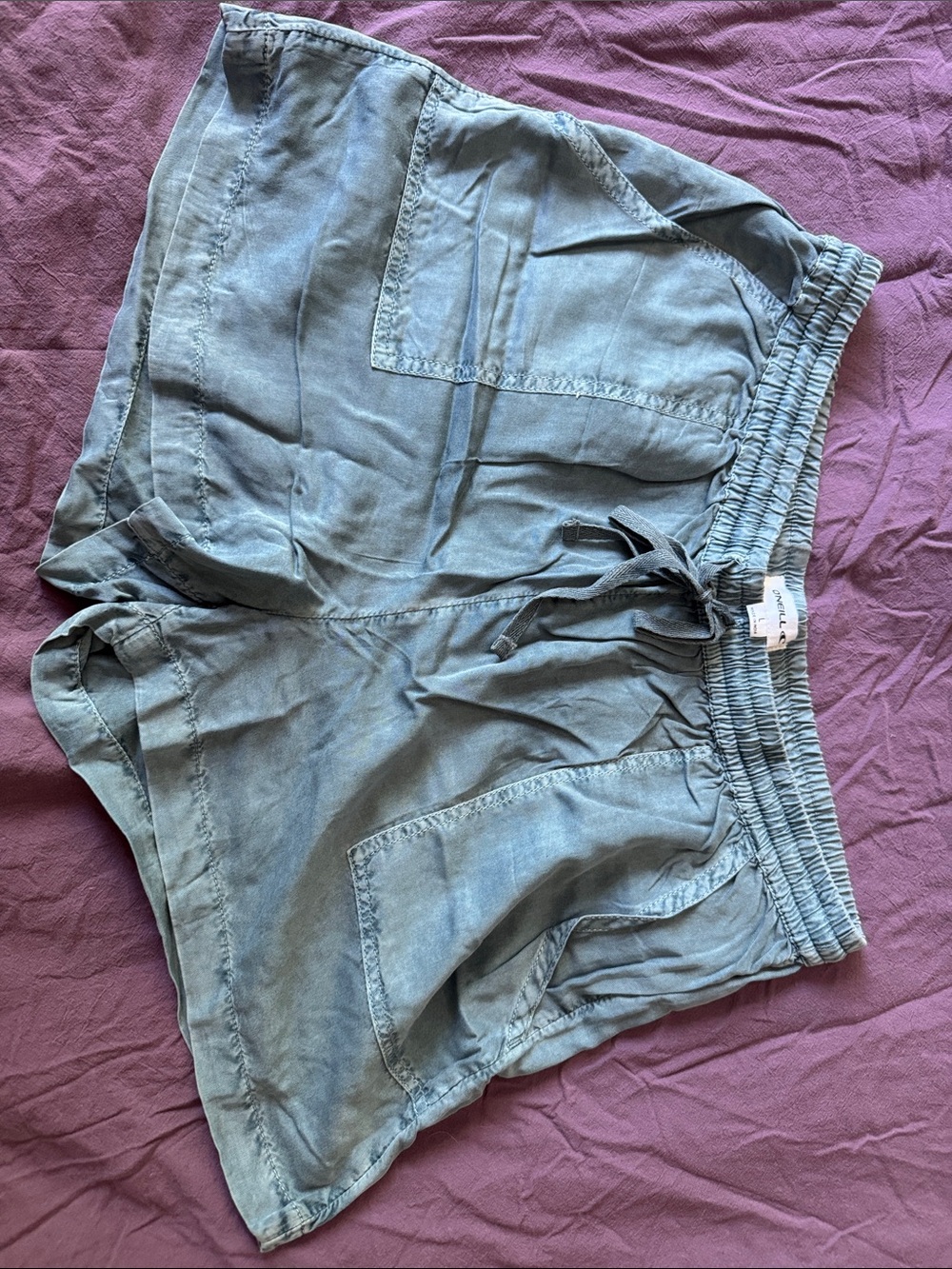 O'Neill Light Blue High Waist Drawstring Women's Shorts